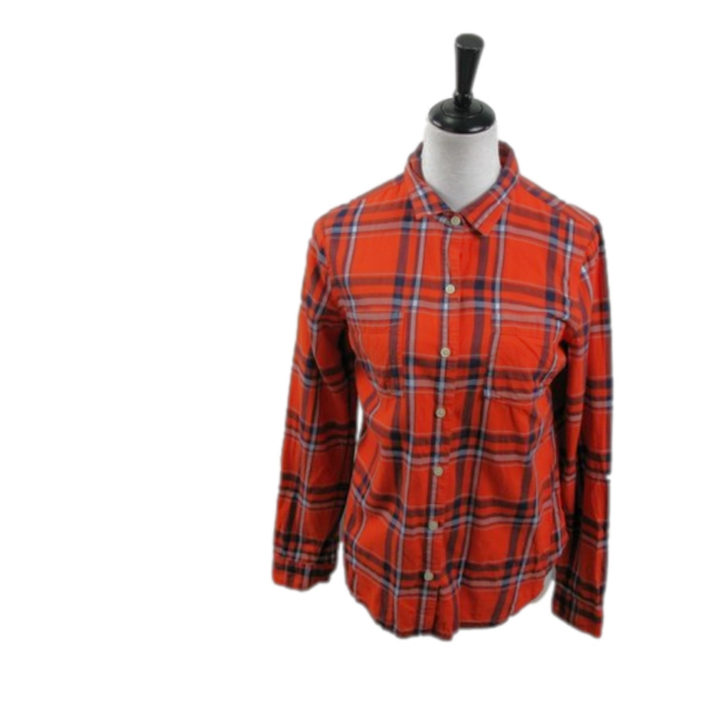 Old Navy Classic Orange Plaid Flannel Size Medium - Picture 1 of 5